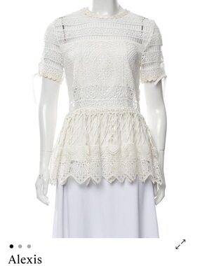 Alexis Ivory Lace Peplum Eyelet Blouse